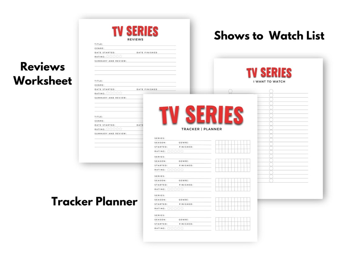 TV Series Tracker Shows to Watch Planner Printable PDF JPG Download ...