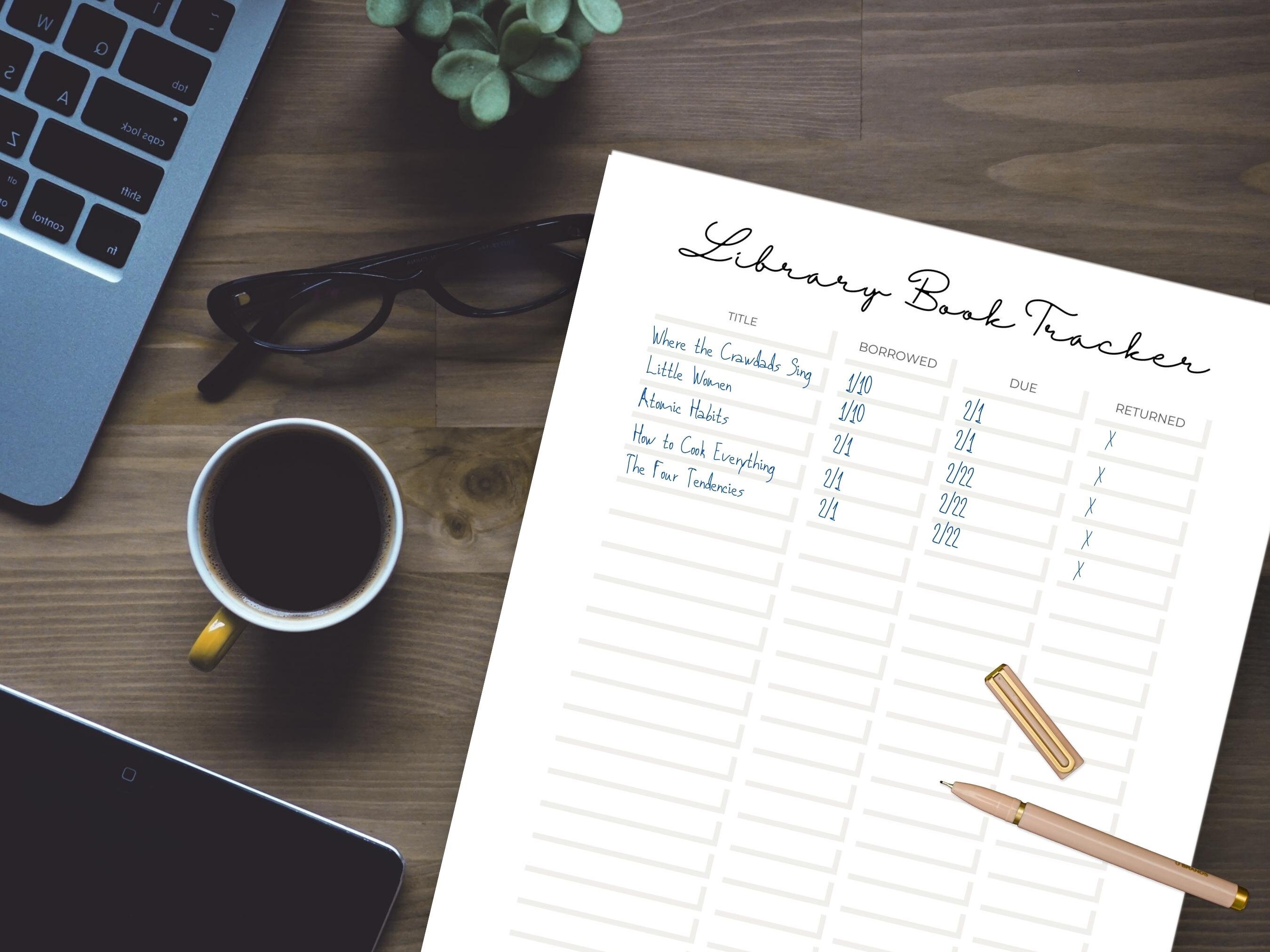 Library Book Tracker Printable | Reading Journal | PDF Download - Etsy