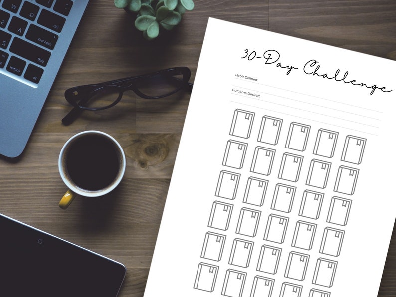 30 Day Challenge Printable | Habit Tracker | PDF Download - Etsy