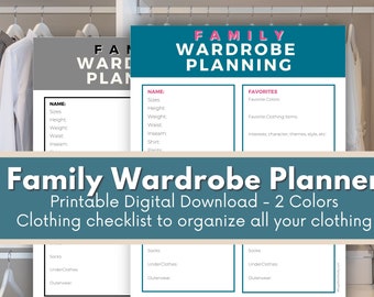 Family Capsule Wardrobe Planner | Clothing and Outfit Shopping Checklist | PNG, PDF Download Letter 8.5x11