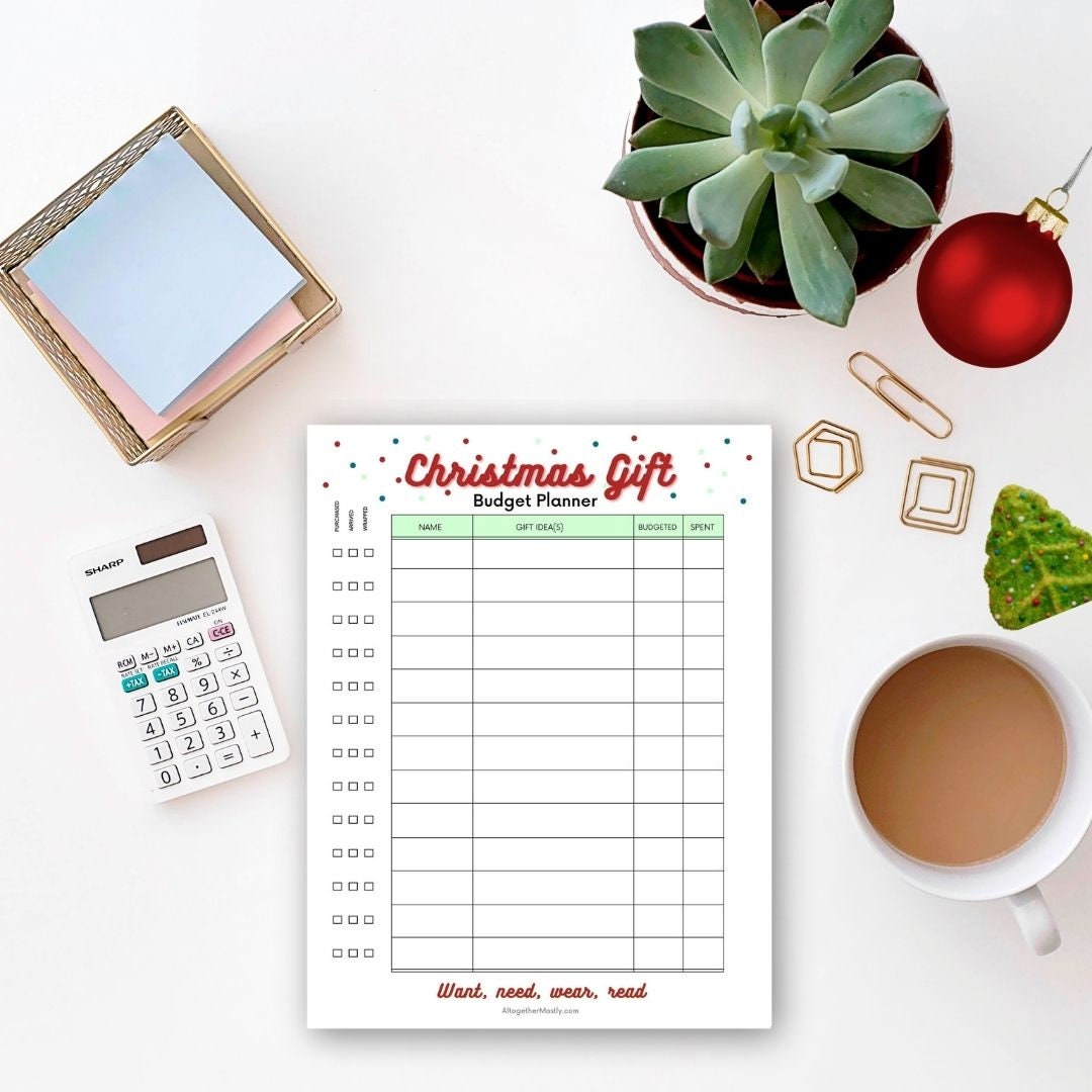 Christmas Gift Budget Planner Printable Checklist Holiday Organizer PDF ...