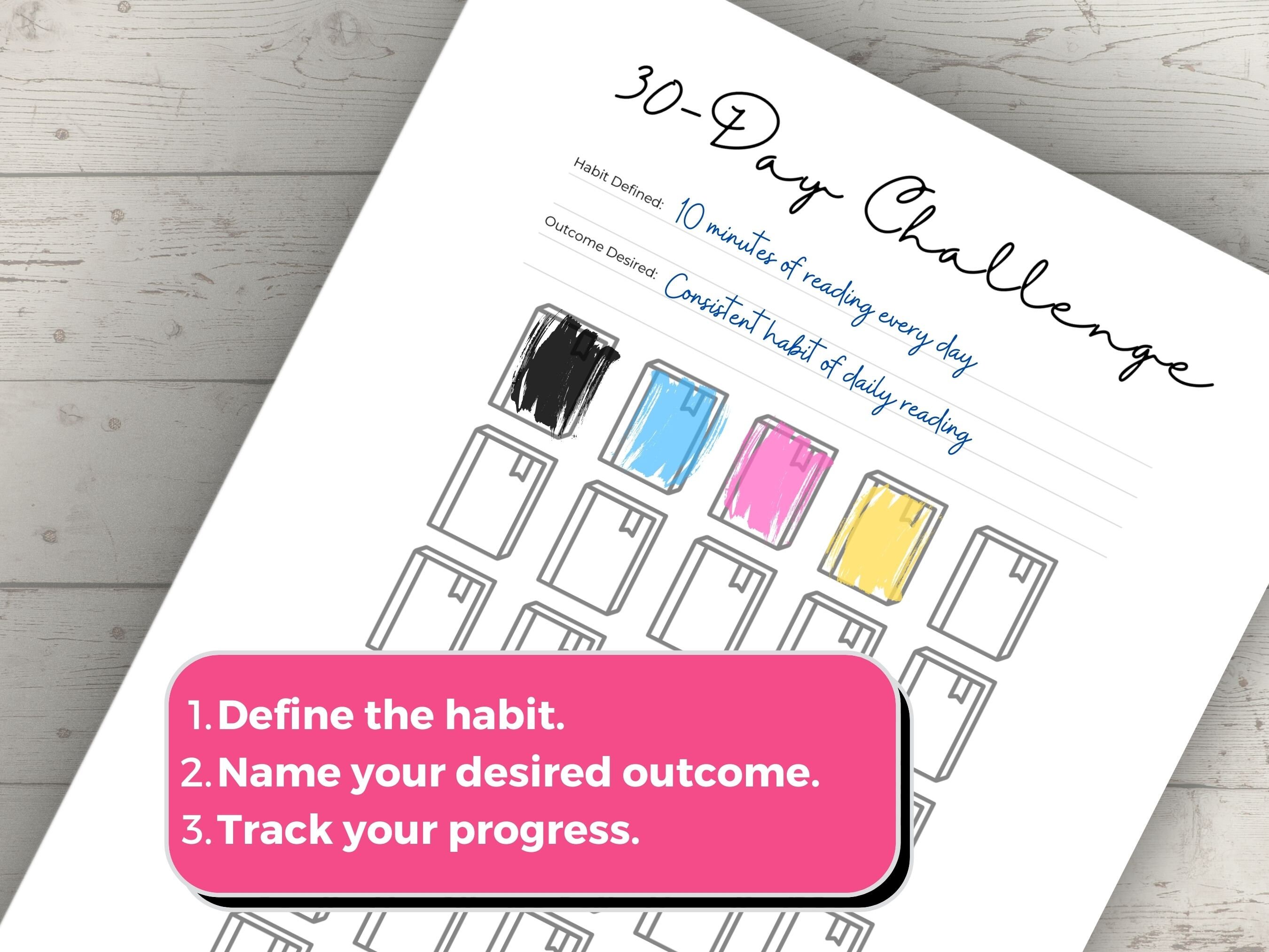 30 Day Challenge Printable | Habit Tracker | PDF Download - Etsy