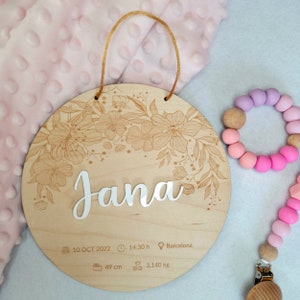 Birth plate model "Floral" with birth data