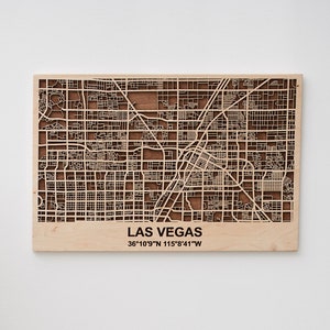 Las Vegas Stadtplan, Stadtplan, Laser geschnittene Stadt karte, Stadtplan Holz, Laser cut Straßenkarte, Karte Wandkunst, Umzug Geschenk Beste Freundin