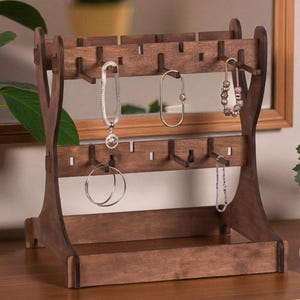 Wood Jewelry Stand, Bracelet Holder & Necklace Display, Earring Holder Rack, Jewellery Organizer for Retail Display, Jewelry Storage
