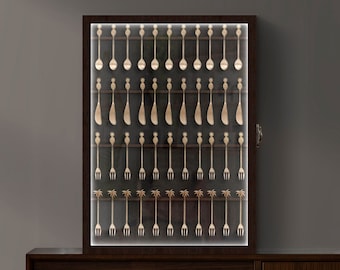 Wood spoon display case, Wall Rack Spoon Cabinet, Spoon Holder Box, Display shelves, Display shelf case, Display cabinet with glass door