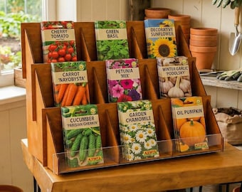 Wood seed box, Retail display stand, Market showcase, Personalized Retail Counter Organizer for Craft Fair Booth