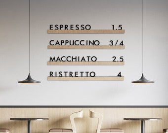 Wall Menu Board, Letter Board, Personalized Wall Menu, Cafe Wooden Letter Board, Changeable Letter Board, Board with Letters and Numbers