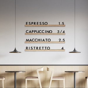 Quadro de menu de parede, quadro de letras, menu de parede personalizado, quadro de madeira para café, quadro de letras mutável, quadro com letras e números
