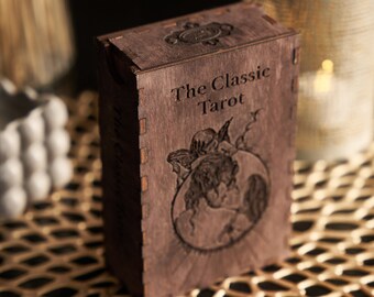Tarot cards box, Tarot card holder, Tarot wooden box, Witchy decor, Personalized tarot card box, Tarot card storage, Wood tarot box