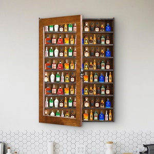 Mini Bar Shelf Shot Glass Display Case Shotglass Display Shelf With Door Mini Liquor Display Cabinet Shooter Wall Rack Holder Etsy
