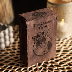 Boîte de cartes de tarot, porte-cartes de tarot, boîte en bois de tarot, décor de sorcière, boîte de cartes de tarot personnalisée, stockage de cartes de tarot, boîte de tarot en bois
