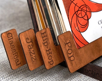 Separadores de género musical, separadores de discos de vinilo, organización de vinilos, separadores de género para discos de vinilo, separadores de discos LP, separadores de álbumes