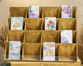 Retail display stand, Sticker market show display, Greeting card rack, Display stand shelf, Postcard rack display, Art print display