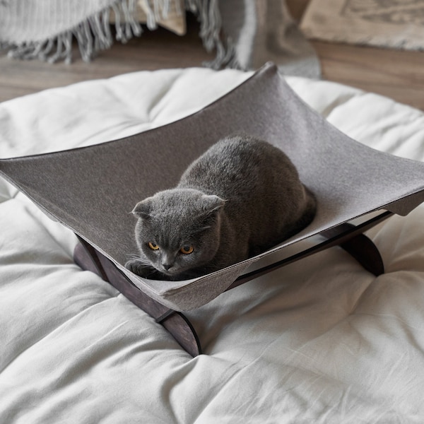 Support de hamac pour chat, Lit hamac pour chat, Canapé pour chat, Hamac extérieur pour chat, Hamac pour chat en bois, Canapé-lit pour chat, Meubles de cage pour chat, Meubles pour animaux de compagnie