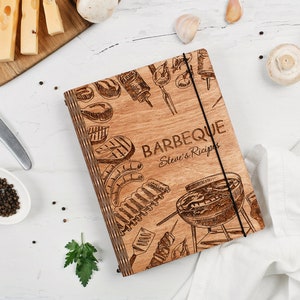Libro de recetas de madera personalizado, cuaderno de cocina, diario personalizado, regalo de San Valentín, regalo de despedida de soltera, regalo para mamá, regalo de cumpleaños para hija