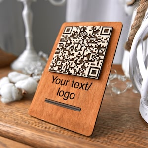 Letrero de menú con código QR, Menú de mesa de madera, Menú de mesa de restaurante, Menú de restaurante, Escanear para ver el menú, Menú con código QR, Letrero de código QR personalizado,