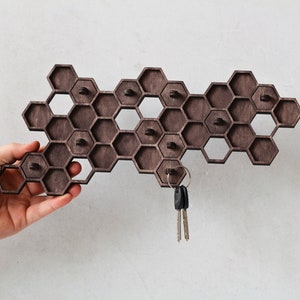 Key Hooks, Honeycomb Key Rack, Key holder, Unique Key Holder for Wall, Housewarming Gift, Anniversary Gift, New Home Gift, Key Hanger