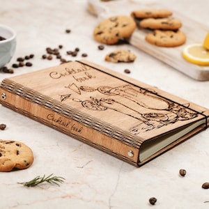 Houten aangepaste naam notebook bindmiddel gepersonaliseerde bruidsjonkers cadeau voor barmannen vriend leeg persoonlijk notitieboek planner bar cocktailprint recept