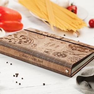 Muttertagsgeschenk, Rezeptbuch, personalisiertes Kochbuch, Notizbuch aus Holz, Geschenk für Freundin, Geschenk für Mutter, Tochter Geschenk, Rezeptordner
