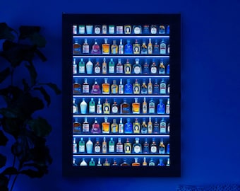 Shot glass display shelf, Mini Liquor Display Cabinet, Mini Bar display case, Shooter Wall Rack Holder, Shotglass display case with door