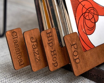 Separador de discos de vinilo, separadores de género para discos de vinilo, separadores de discos LP, separadores de género musical, organización de vinilos, separadores de álbumes