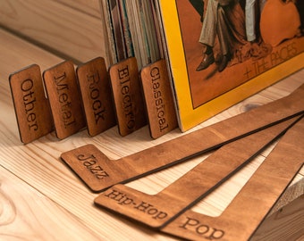 Separadores de género para discos de vinilo, separadores de música de vinilo, separadores de género para discos de vinilo, separador de discos de vinilo, organización de vinilos, separadores de álbumes