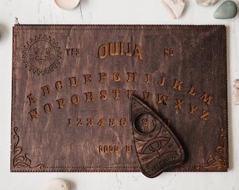 Ouija board, Wood spirit board Ouija, Occult practice, Classic spirit game for talking to the souls of the dead, Witchcraft decor