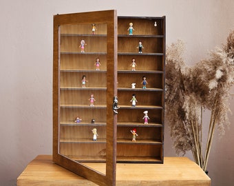 Vitrine pour objets de collection, Vitrine pour figurines, Vitrine en bois, Vitrine avec porte vitrée, Vitrine murale en verre