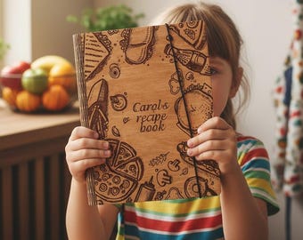 Wooden Cookbook, Hardcover Journal, Personalized Recipe Book, Gift for Mom, Housewarming Gift