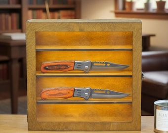 Knife Display Case, Wooden Shelf, Collectible Display Box, Wall Mounted Organizer