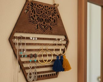 Wall Mounted Earring Holder, Jewelry Organizer, Earring Display Rack, Minimalist Jewelry Storage, Wall Jewelry Stand