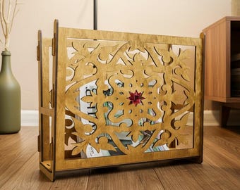Wooden magazine rack holder, Wood magazine stand, Magazine holder floor, Magazine organizer