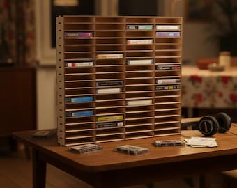 Cassette Tape Display, Cassette Holder, Music Collection Display, Retro Audio Storage Rack