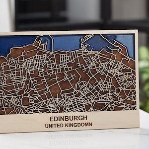 Piano della città di Edimburgo in 3D Mappa della città di Woodland Mappa della città di Edimburgo Stampa mappa di Edimburgo Arte Marito Moglie Regalo Decorazione murale di metà secolo Rustico Nuova casa Inaugurazione della casa