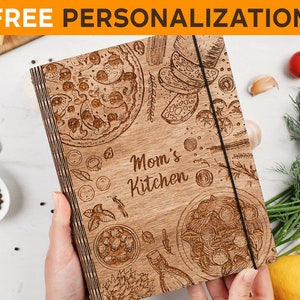 Mothers recipe binder, Mother&#39;s Day Gift, Wooden Recipe Book, Personalized recipes, Cuctom Cook Book, Gift for Mom, Blank recipe book