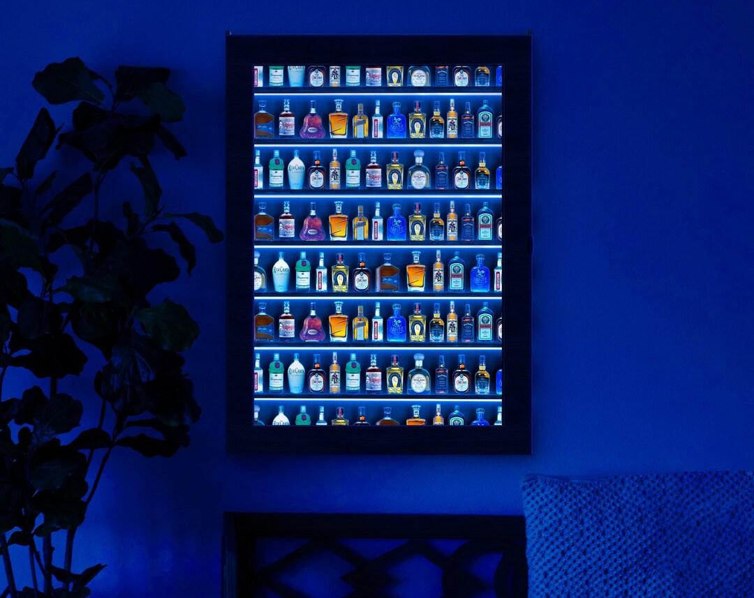 Shot Glass Display Shelf, Mini Liquor Display Mini Bar Display Case, Shooter Wall Rack