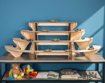Toy Car Storage Display, Plywood Car Rack, Wooden Display Stand, Model Car Display Case, Car Storage Shelf