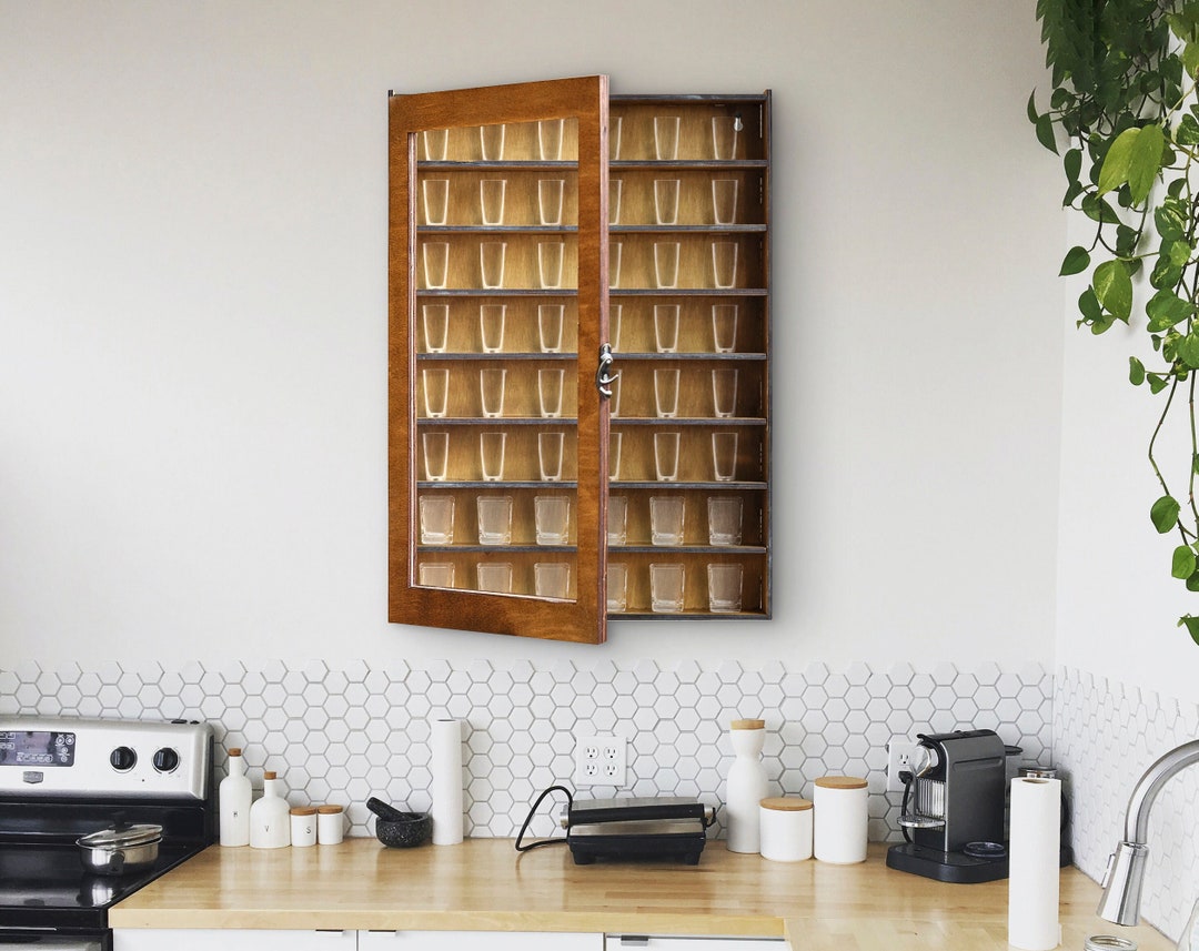 Shot Glass Display Shotglass Display Case With Door, Display