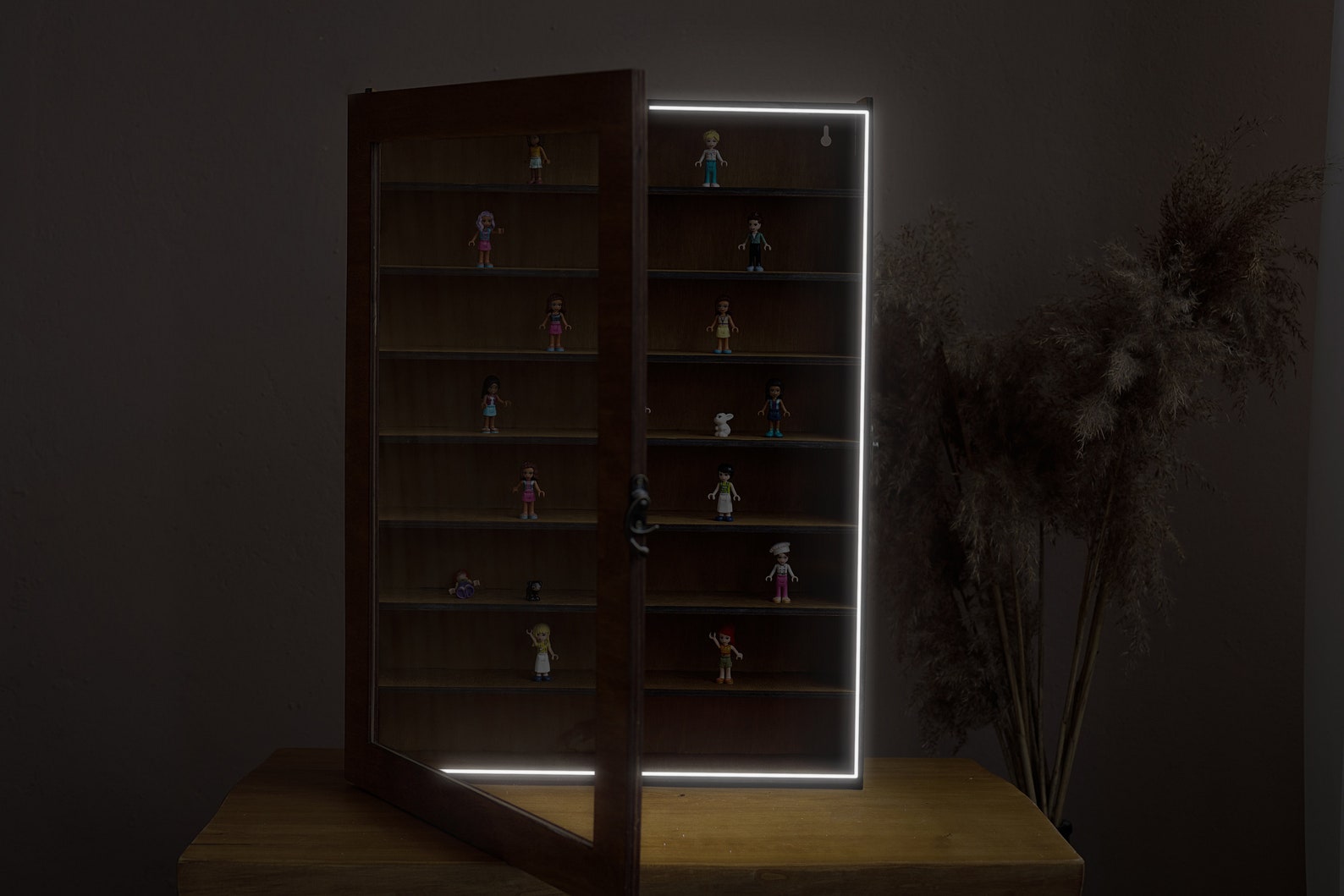 Led Wood Display Case Display Shelves Organizer Display Etsy