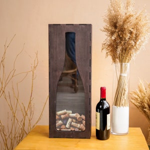 Träkorkhållare för vinälskare, present till vinälskare, vinkorkhållare, vinkorkdisplay, rustik skugglåda för vinkork, art deco-vägg i köksbar
