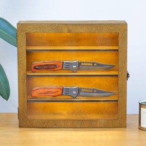 Vitrina de cuchillos, Estante de exhibición de cuchillos de madera, Estante de almacenamiento de cuchillos, Vitrina de cuchillos de bolsillo, Organizador de cuchillos, Estante porta cuchillos