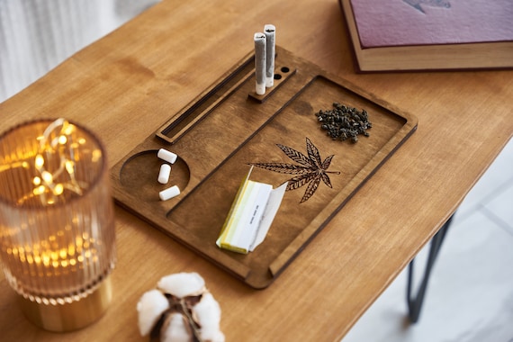 Wooden Custom Tray, Smoking Tray, Smoking Accessories, Wood Organizer,  Large Tray