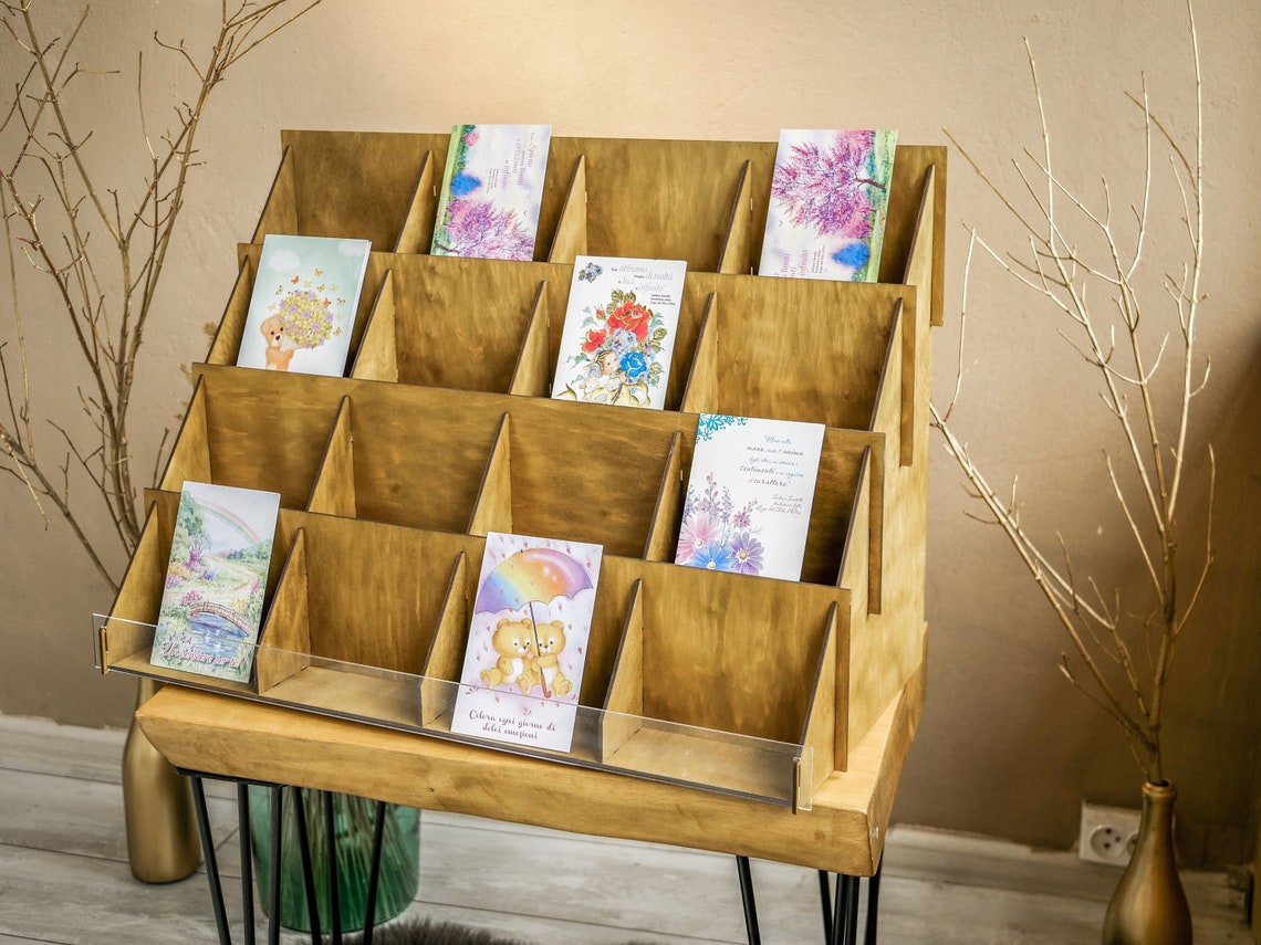 Greeting Card Rack, Display Stand Shelf, Postcard Rack Display, Retail ...