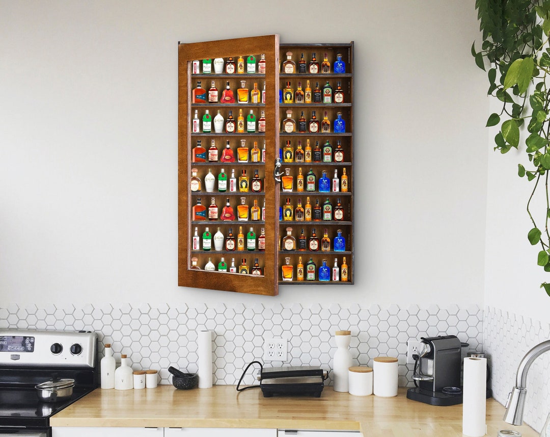 Mini Bar Shelf, Shot Glass Display Case, Shotglass Display Shelf With