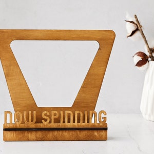Now Spinning record stand, Vinyl record holder stand, Vinyl record stand wood, Vinyl record display, Wood vinyl record storage, Record stand