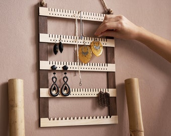 Earring Holder Organizer, Earring Display, Wood necklace organizer, Earring stud holder, Wall Jewelry organizer, Jewelry rack organizer