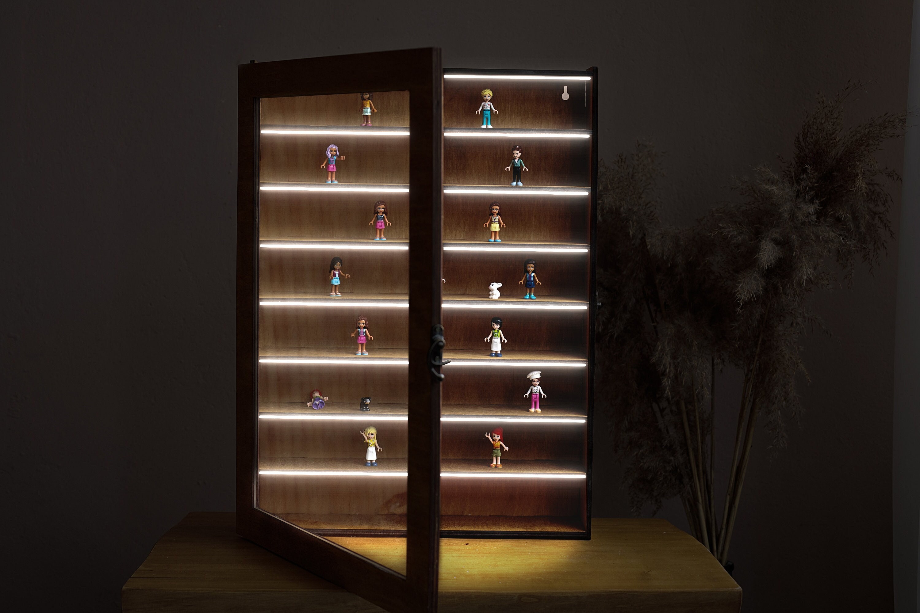 Wood Display Case With Led, Display Shelves, Display Cabinet Case