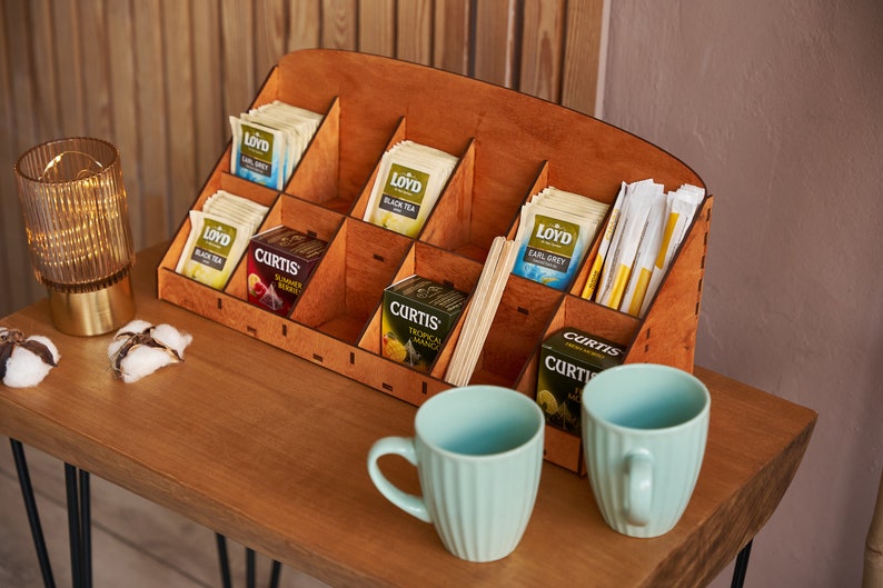 Wood Tea Organizer Tea Gift Box Tea Box Storage Kitchen Etsy
