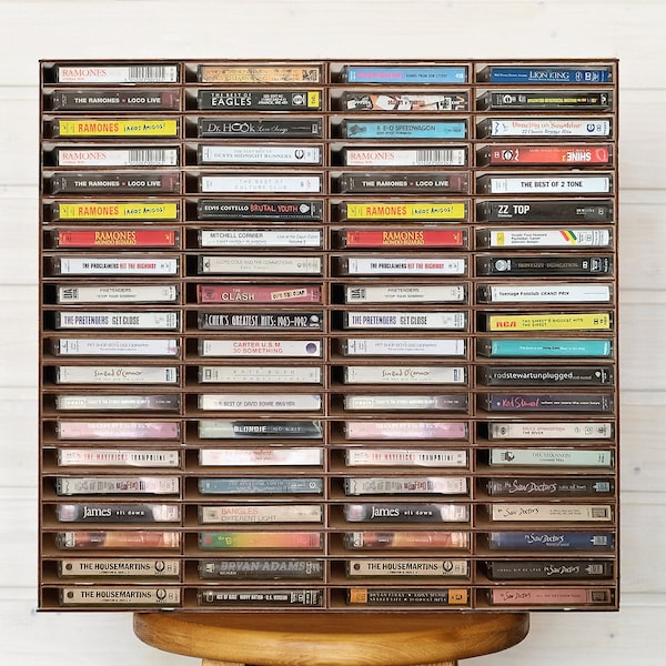 Cassette Tape Display Shelf, Cassette Organizer shelf, Wooden Wall Cabinet Holder Wooden, Cassette Tape Display Box, Cassette Tape Stand